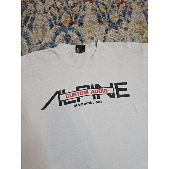 Vintage 90's Alpine Car Stereo Custom Audio Promo Graphic T-Shirt Size M/L - Picture 1 of 9